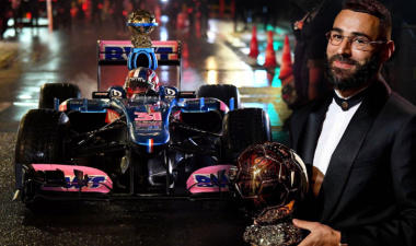 VIDEO - Esteban Ocon amène le Ballon d'Or à Karim Benzema en Alpine F1