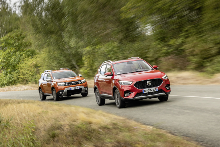restylage, android, essai comparatif. le mg zs essence défie le dacia duster gpl