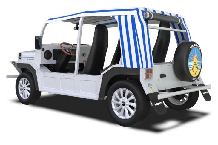 série spéciale,  vidéo de voiture, moke (2022). une édition james bond pour la mini voiture de plage électrique