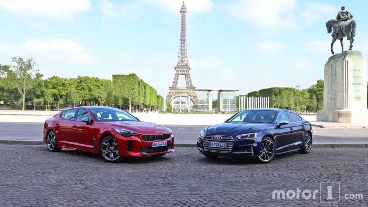 essai comparatif - l'audi s5 sportback affronte la kia stinger gt