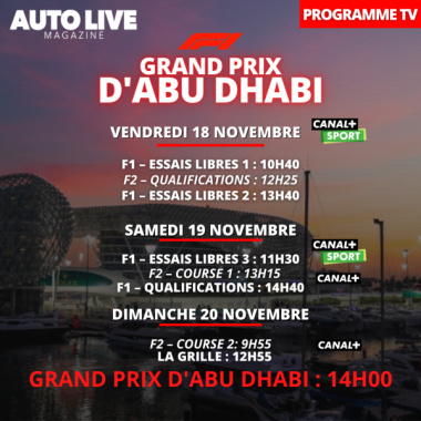 F1 — Le programme TV du Grand Prix d’Abu Dhabi 2022