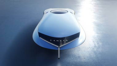 Lancia présente une voiture sans roues et son nouveau logo