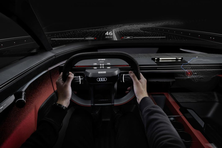 plateforme modulaire auto / voiture,  voiture autonome,  recharge,  autonomie,  batteries,  audi, audi activesphere (2023). à bord du concept de crossover pick-up sans écrans