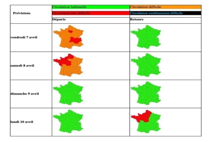 Du rouge un peu partout sur les routes de France pour le week-end de Pâques 2023.