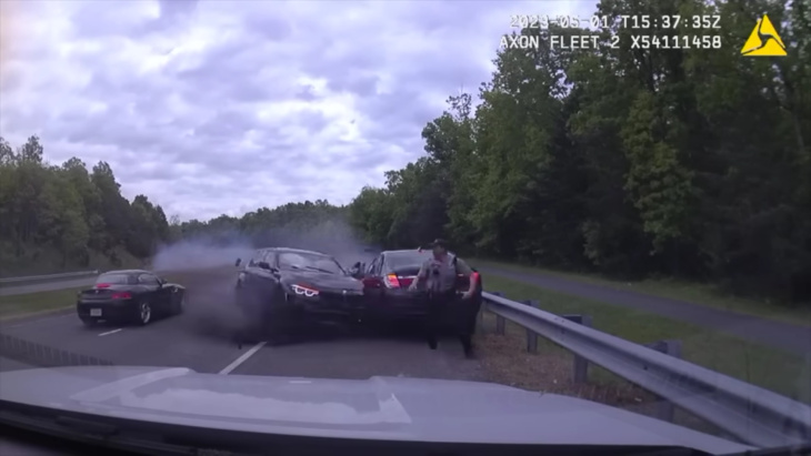VIDEO - Un policier évite la mort de justesse à cause de cette BMW M3