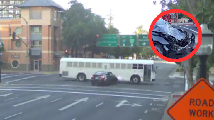 VIDEO - Une Tesla grille un feu rouge et percute un bus de transfert de prisonniers