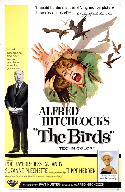 L’affiche des Oiseaux d’Alfred Hitchcock.
