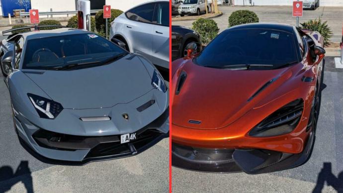 Une Lamborghini et une McLaren repérées en train de squatter un superchargeur Tesla
