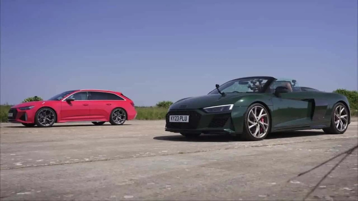 Une Audi RS6 Avant Performance défie une R8 Spyder dans un duel fratricide