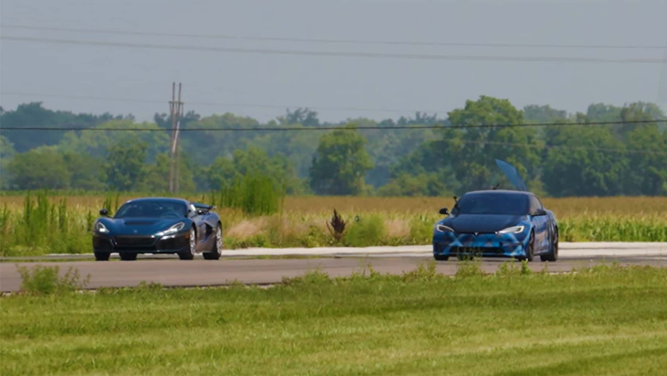 Une Tesla Model S Plaid affronte une Rimac Nevera et la Bugatti Chiron