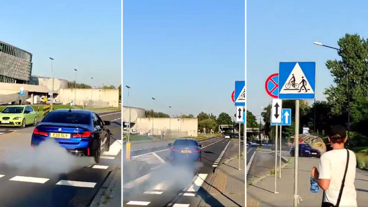 VIDÉO – Cette BMW M5 fait un arrêt inopiné à l’arrêt de bus