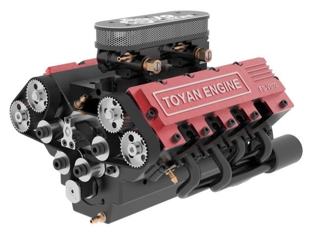 Ce moteur V8, vendu 1 800 dollars directement sur le site de Toyan Engine, est capable de prendre 12 500 tr/min.