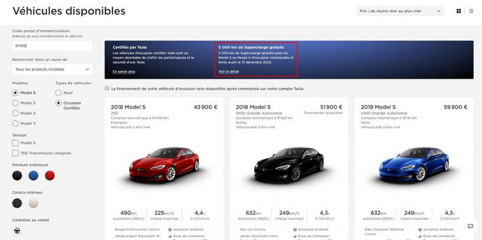 Véhicules d’occasion : Tesla vous offre 5.000 km de Supercharge