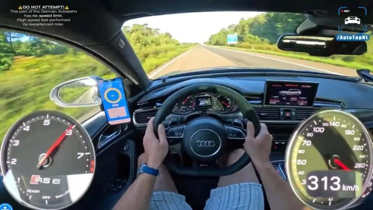 Regardez la rare Audi RS6 Nogaro Edition par ABT dépasser les 300 km/h sur l'autoroute