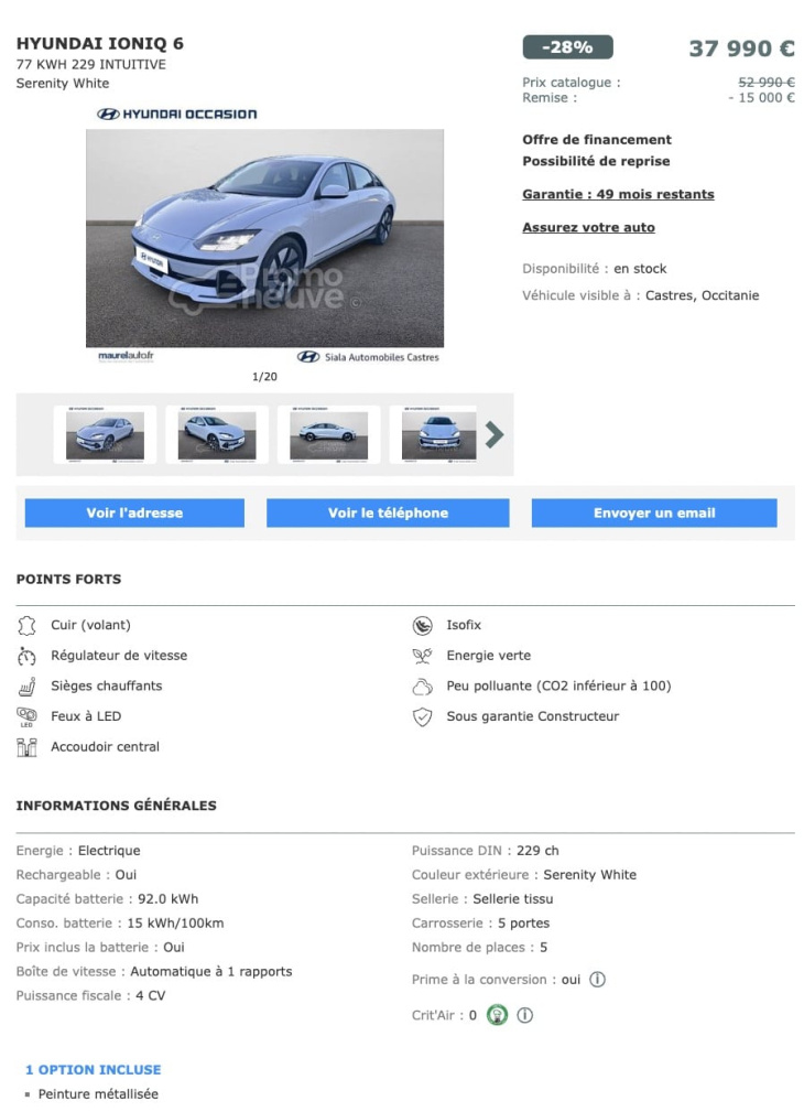 Promo du jour : -15 000 € sur Hyundai Ioniq 6 (-28%)