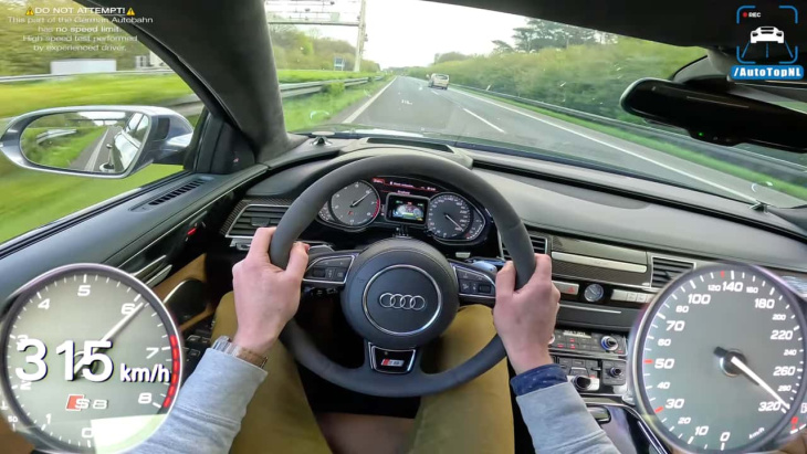 Regardez cette Audi S8 dépasser sa vitesse maximale sur l'Autobahn