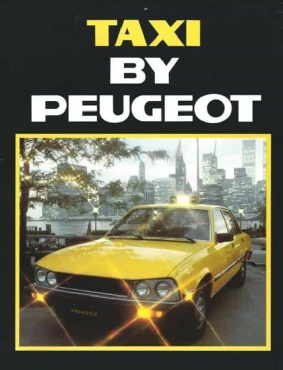 Aux USA, la Peugeot 505 s'équipe de projecteurs et de parechocs adaptés. Notez que pour un taxi, Peugeot n'a pas prévu de rétroviseur droit...