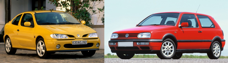 Renault Mégane Coupé 2.0 16v vs VW Golf III GTI 16v, deux sportives aux styles opposés, dès 5 000 €