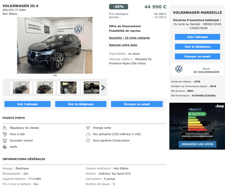 Promo du jour : -30% sur Volkswagen ID.4 GTX (-19 490 €)