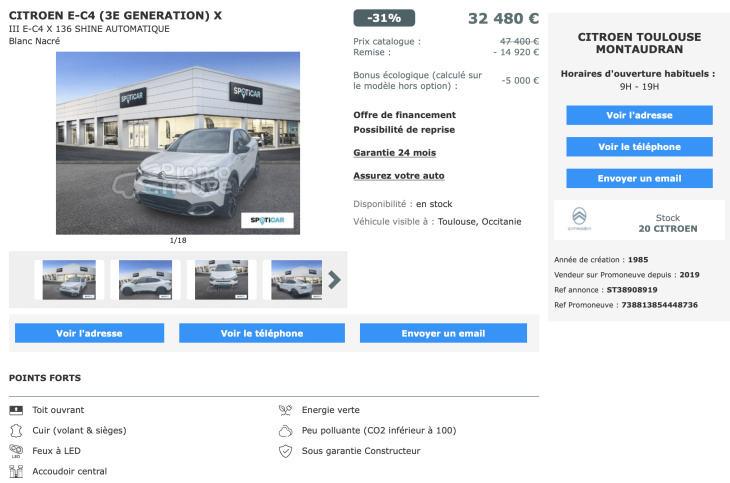 19 920 euros de remise sur une Citroën ë-C4 X !
