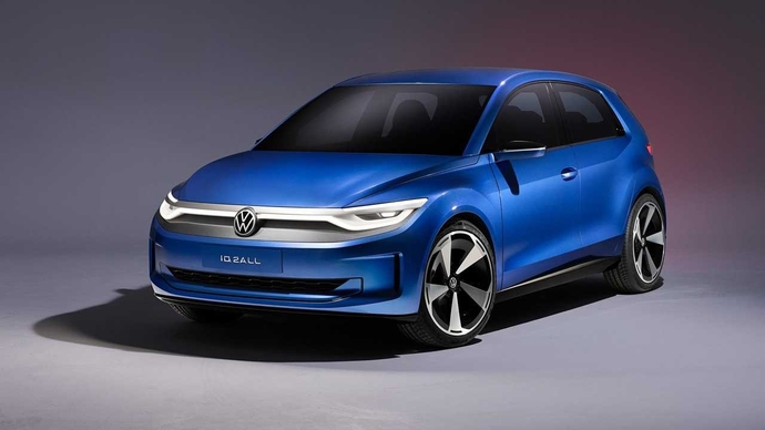 Le concept-car ID2All préfigurant la future citadine Volkswagen ID.2. En 2027, une ID.1 d'entrée de gamme doit se positionner en-dessous.