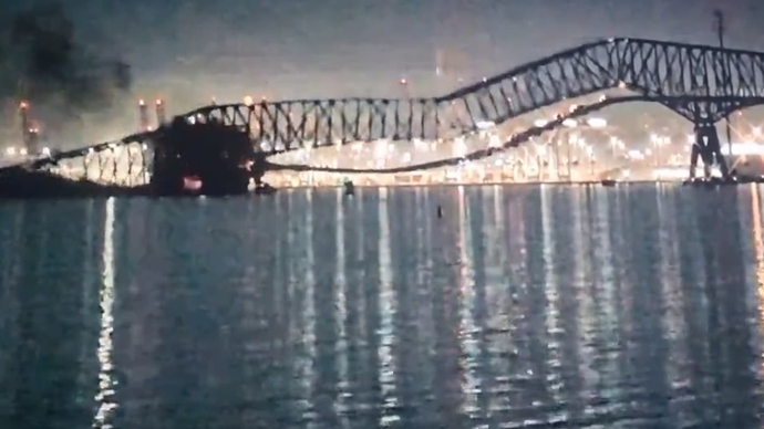 Le pont Francis Scott Key, à Baltimore, s'est effondré dans la nuit de lundi à mardi entraînant 7 ouvriers. Image CNBC