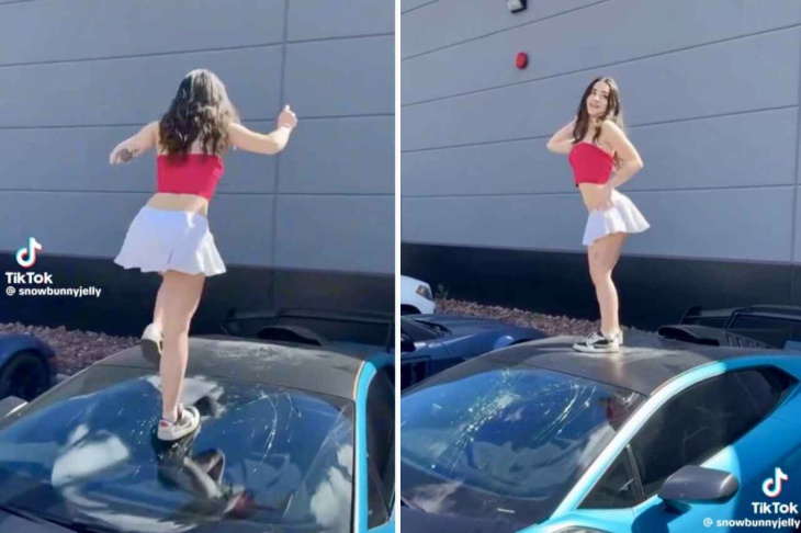 Une femme brise le pare-brise d’une Lamborghini pour faire une danse sur TikTok