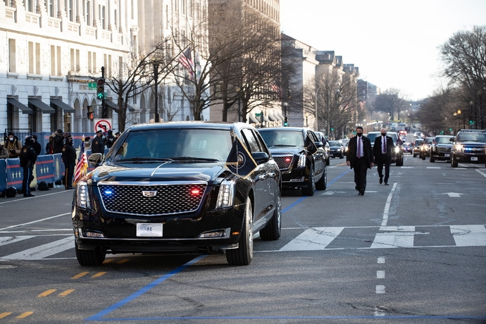 les deux Cadillac One en service le jour de l'investiture de Joe Biden en 2021