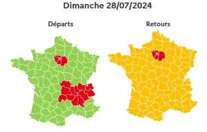 chassé-croisé: un dimanche orange dans toute la france, rouge en ile-de-france