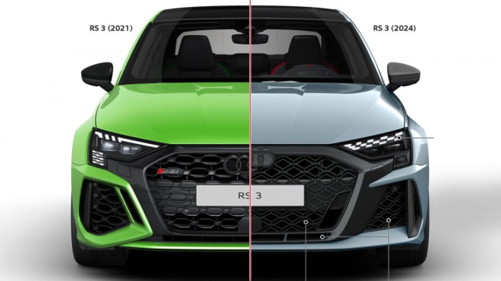 audi, audi rs3 2024 : photos et infos sur le restylage de la compacte de 400 ch